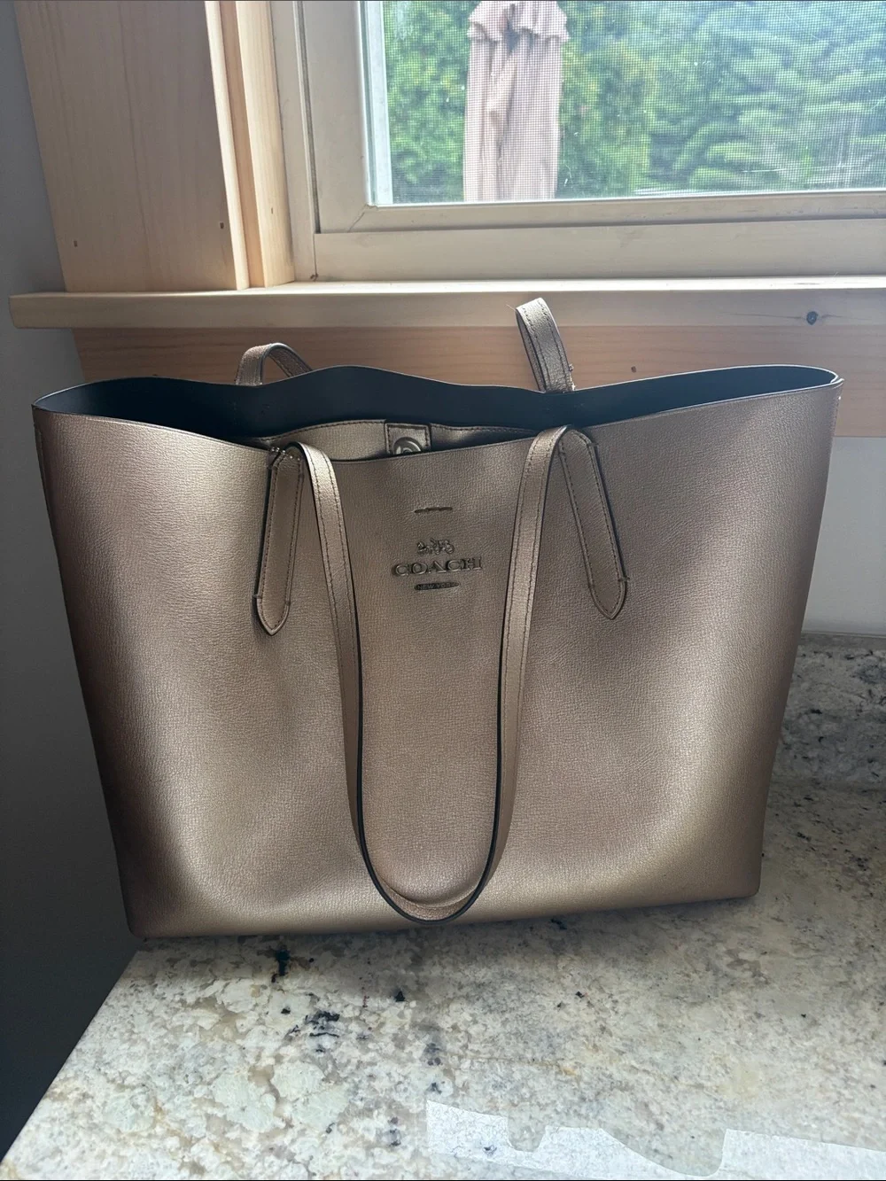 Coach Metallic Bronze Leather Tote